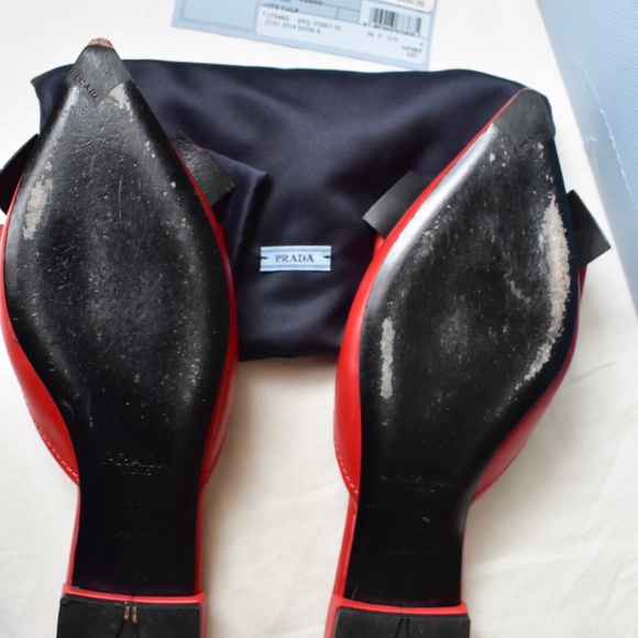 ❤️1DAY SALE❤️ PRADA Red Pointed-toe Bow MULES - Picture 5 of 8